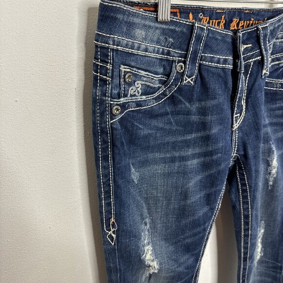 Rock Revival Woman 28X30 Stretch Noelle Skinny Denim Jeans Distressed - Picture 3 of 6